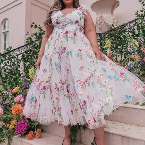 JessaKae Margaret Midi Dress White NWT 3X